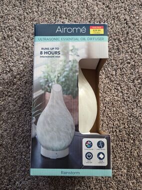 Airomé Rainstorm White Ultrasonic Essential Oil Diffuser, NEW
